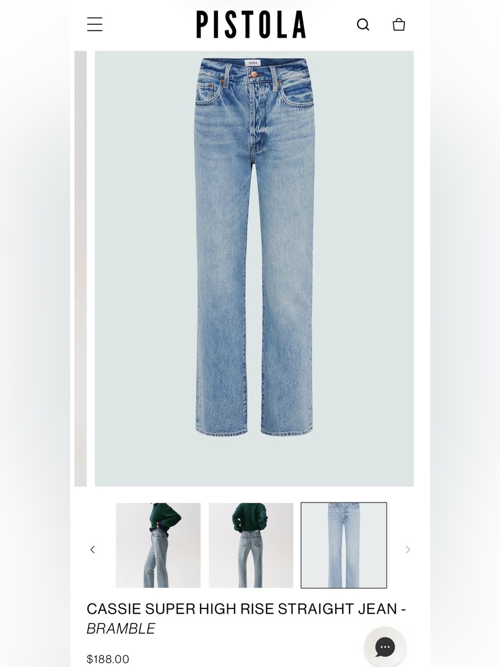 pistola Light Blue Straight-Leg High-Rise Jeans